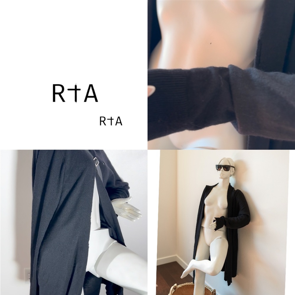 RtA Open Front Distressed Sweater Cardigan, Black, Size Small